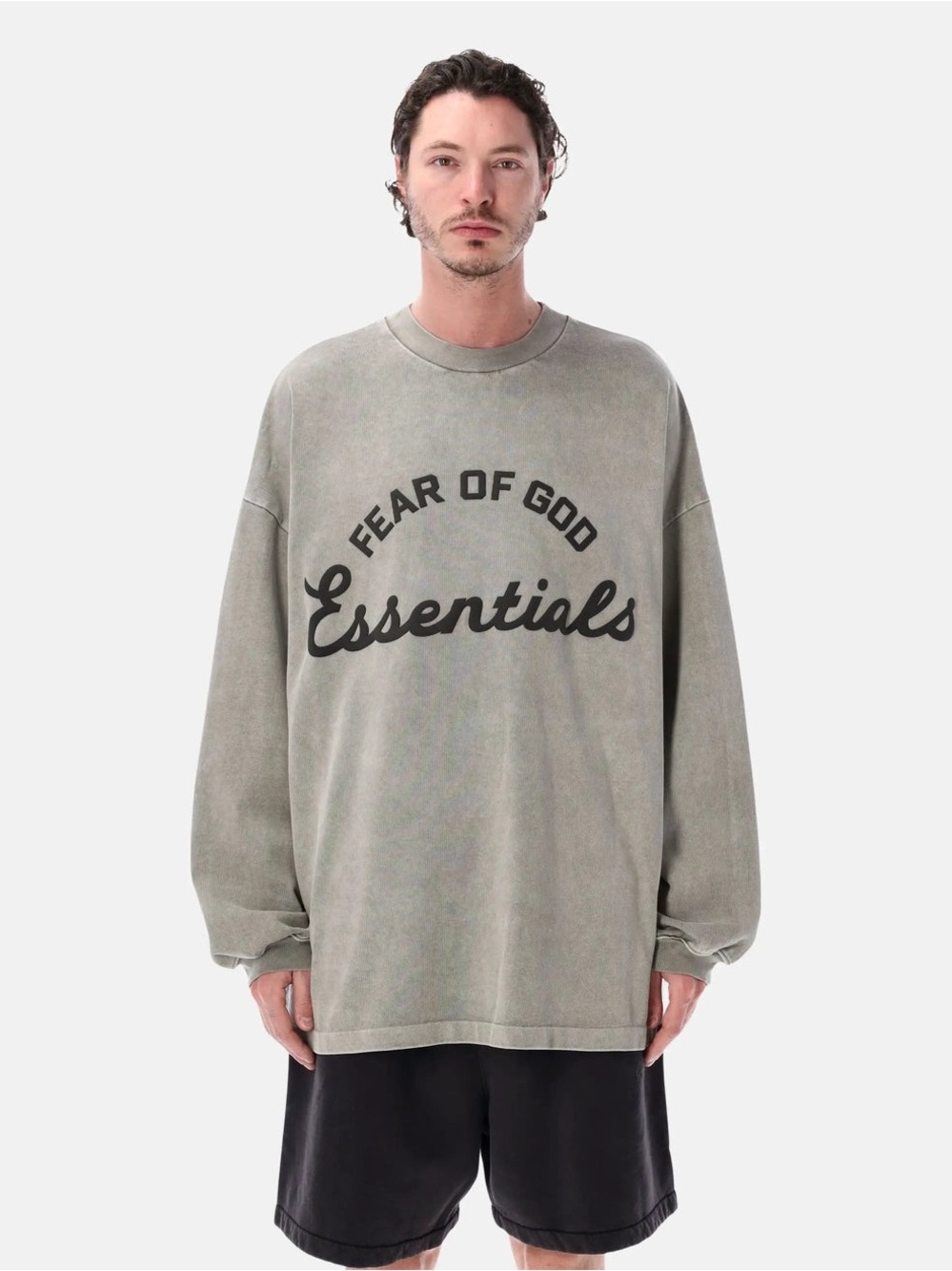 Fear of God Essentials Gray Logo Long-Sleeve Shirt – Size M